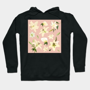 White Pink Lily Flowers Hoodie